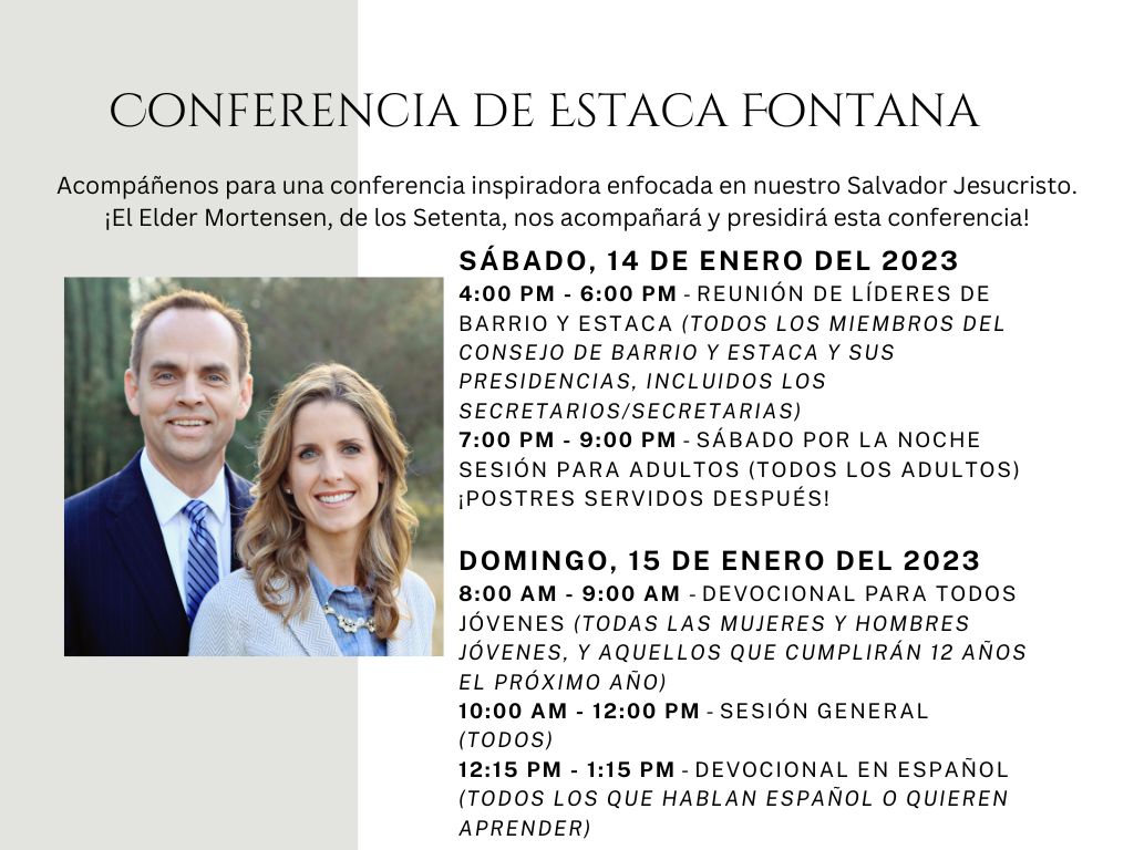 Stake Conference January 2023 - Fontana Come Unto Christ